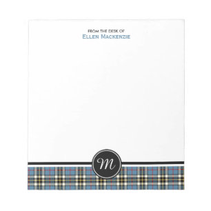 Clan Thompson Blue Dress Tartan Monogram Notitieblok