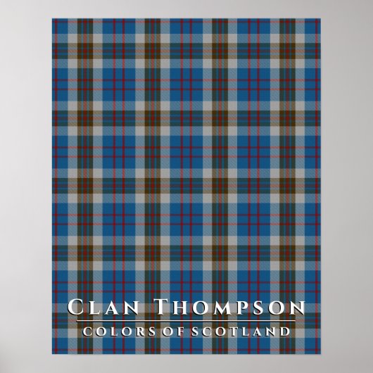 Clan Thompson Colors of Scotland Blue Gray Tartan Poster (Voorkant)
