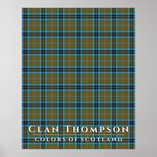 Clan Thompson Colors Scotland Blue Brown Tartan Poster (Voorkant)