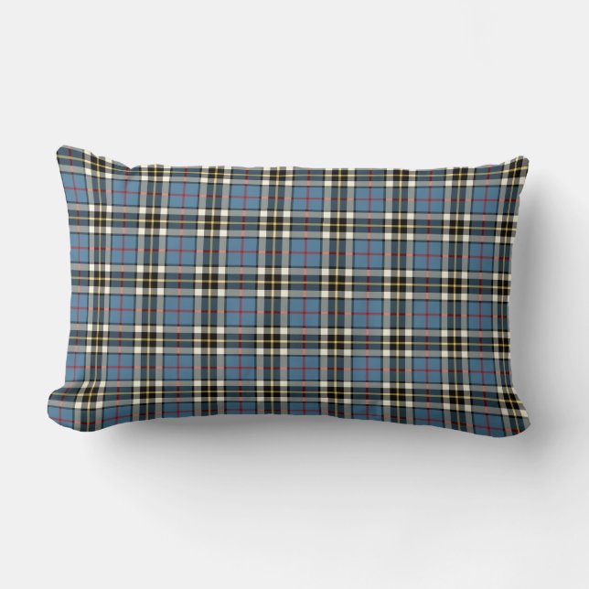 Clan Thompson Light Blue en Black Tartan Kussen (Voorkant)
