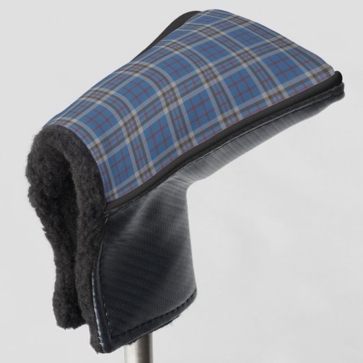 Clan Thompson Pset Grey Blue Check Tartan Golfheadcover (3/4 voorkant)