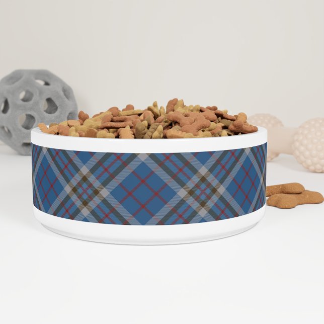 Clan Thompson Tartan Pset Grey Blue Pattern Voerbakje (Plaid Rustic Clan Thompson Tartan Dog Bowl)