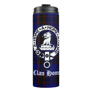 Clan thuis crest badge en tartan thermosbeker