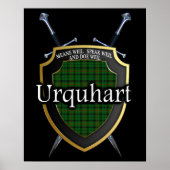Clan Urquhart Tartan Scottish Shield & Swords Poster (Voorkant)