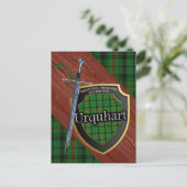 Clan Urquhart Tartan Sword & Shield Briefkaart (Staand voorkant)