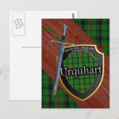 Clan Urquhart Tartan Sword & Shield Briefkaart (Voorkant / Achterkant)
