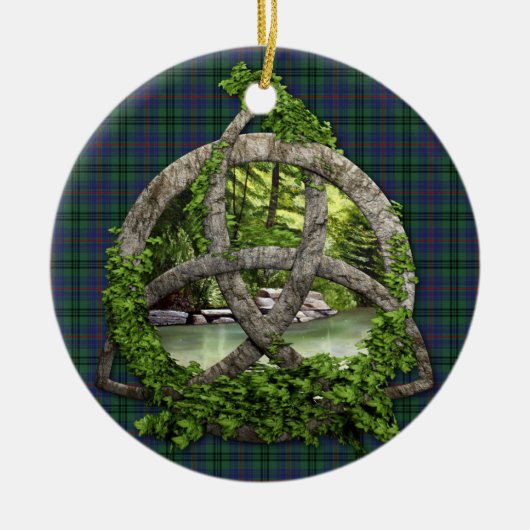 Clan Walker Tartan Celtic Trinity Keramisch Ornament (Voorkant)