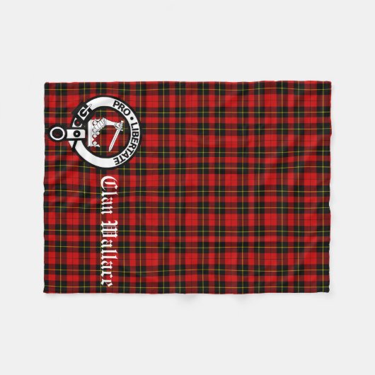 Clan Wallace Crest Badge en Tartan Fleece Deken (Voorkant (Horizontaal))