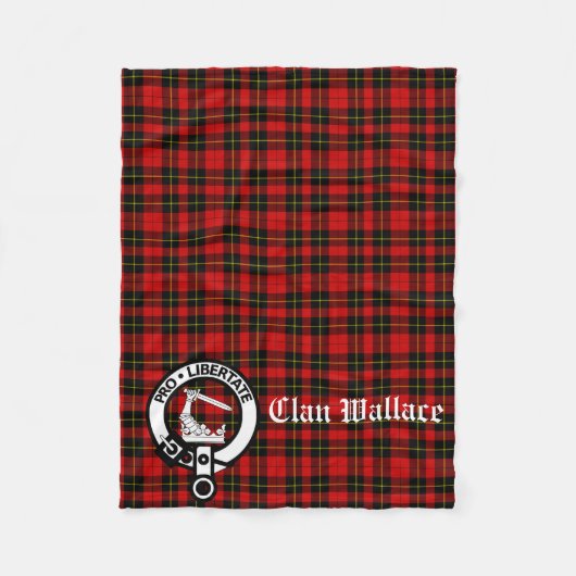 Clan Wallace Crest Badge en Tartan Fleece Deken (Voorkant)