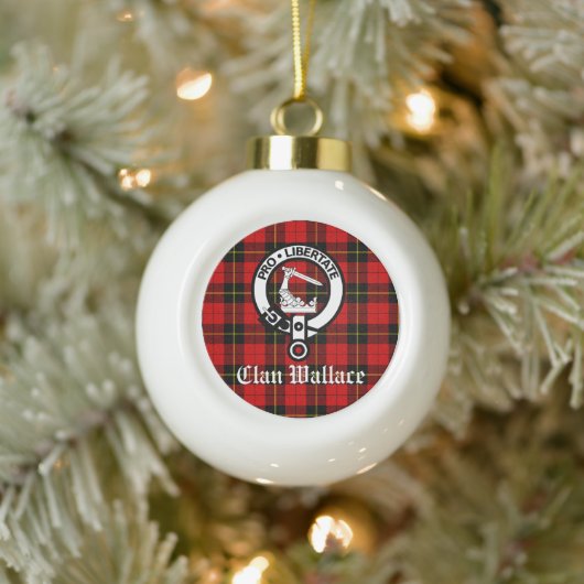 Clan Wallace Crest Badge en Tartan Gepersonaliseer Keramische Bal Ornament (Boom)