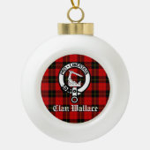 Clan Wallace Crest Badge en Tartan Gepersonaliseer Keramische Bal Ornament (Voorkant)