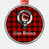 Clan Wallace Crest Badge en Tartan Gepersonaliseer Metalen Ornament (Voorkant)
