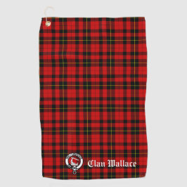 Clan Wallace Crest Badge en Tartan  Golfhanddoek