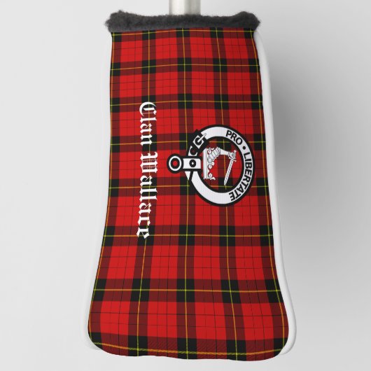 Clan Wallace Crest Badge en Tartan Golfheadcover (Draai 90)