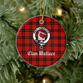 Clan Wallace Crest Badge en Tartan Keramisch Ornament
