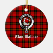 Clan Wallace Crest Badge en Tartan Keramisch Ornament (Voorkant)