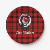 Clan Wallace Crest Badge en Tartan Papieren Bordje (Voorkant)