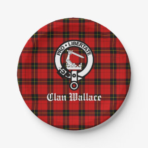 Clan Wallace Crest Badge en Tartan Papieren Bordje