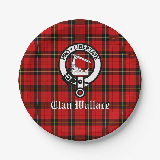 Clan Wallace Crest Badge en Tartan Papieren Bordje (Voorkant)