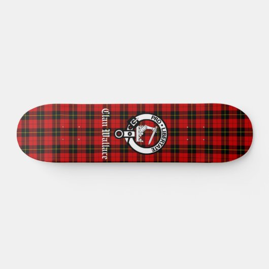 Clan Wallace Crest Badge en Tartan Persoonlijk Skateboard (Horizontaal)