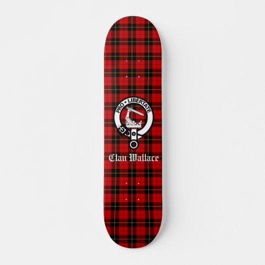 Clan Wallace Crest Badge en Tartan Persoonlijk Skateboard (Voorkant)