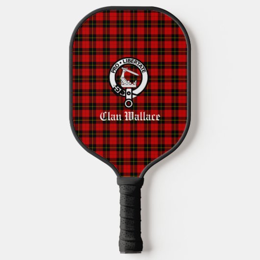 Clan Wallace Crest Badge en Tartan Pickleball Paddle (Voorkant)