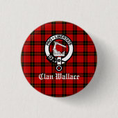 Clan Wallace Crest Badge en Tartan Ronde Button 3,2 Cm (Voorkant)