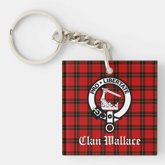 Clan Wallace Crest Badge en Tartan Sleutelhanger (voorkant)