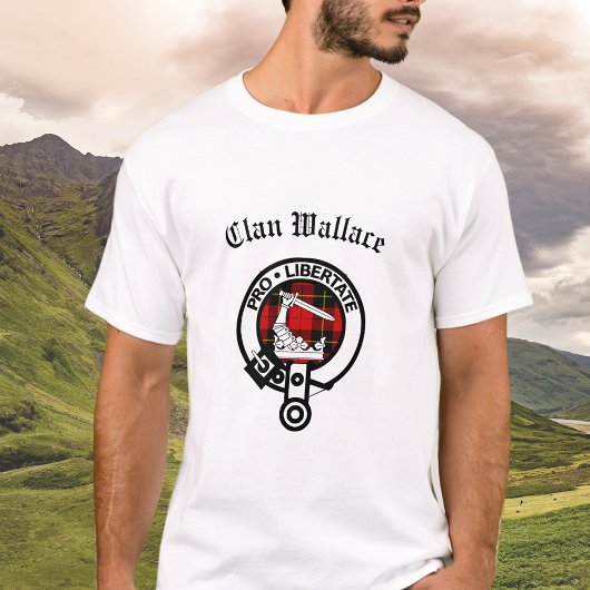 Clan Wallace Crest Badge en Tartan T-shirt