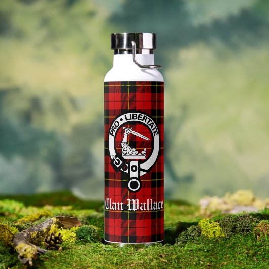 Clan Wallace Crest Badge en Tartan Waterfles (Buiten)