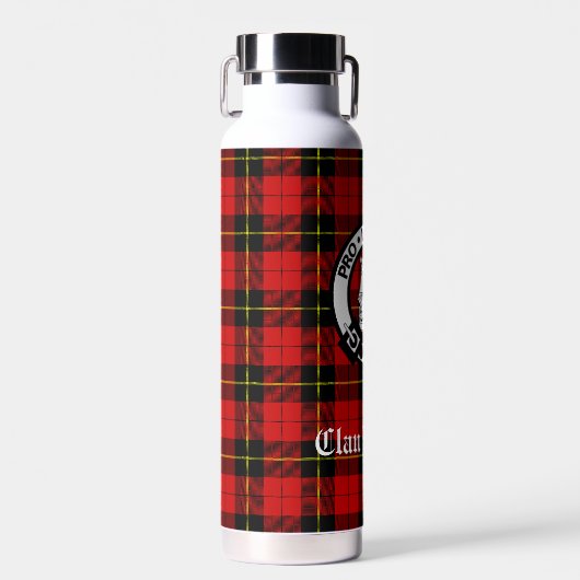 Clan Wallace Crest Badge en Tartan Waterfles (Voorkant)