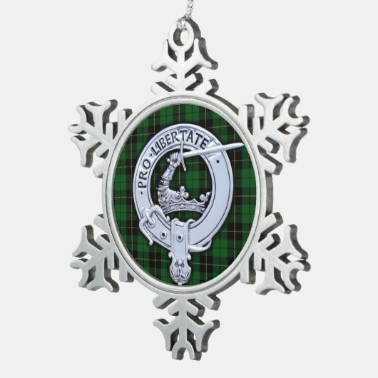 Clan Wallace Crest & Hunting Tartan Tin Sneeuwvlok Ornament (Rechts)
