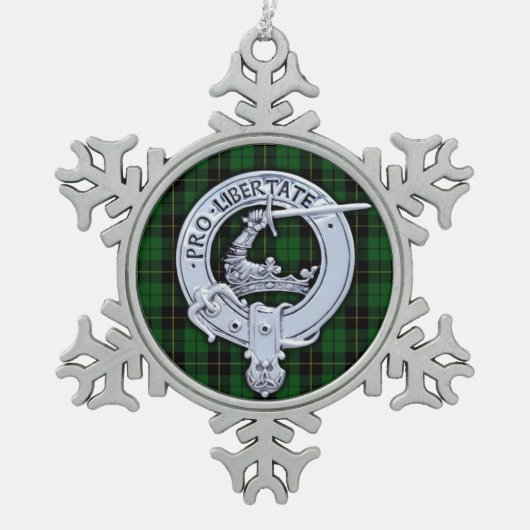 Clan Wallace Crest & Hunting Tartan Tin Sneeuwvlok Ornament (Voorkant)