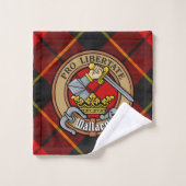 Clan Wallace Crest over Tartan Bad Handdoek (Wasdoekje)