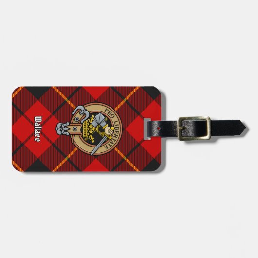 Clan Wallace Crest over Tartan Bagagelabel (Voorkant horizontaal)