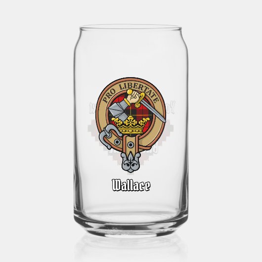 Clan Wallace Crest over Tartan Blikvorm Glas (Voorkant)
