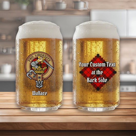 Clan Wallace Crest over Tartan Blikvorm Glas