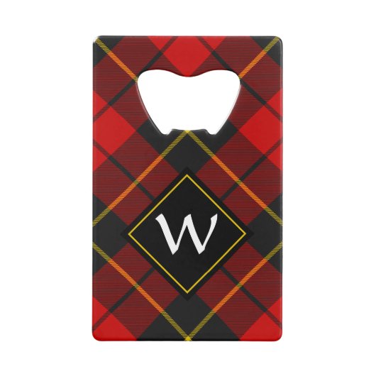 Clan Wallace Crest over Tartan Creditkaart Flessenopener (Voorkant)