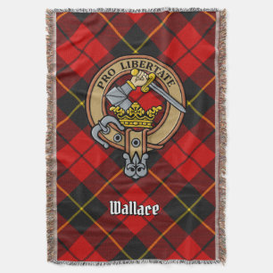 Clan Wallace Crest over tartan Deken