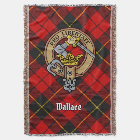 Clan Wallace Crest over tartan Deken (Voorkant Verticaal)
