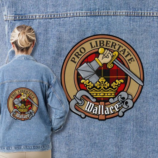 Clan Wallace Crest over Tartan Denim Jacket