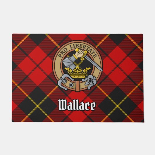 Clan Wallace Crest over Tartan Deurmat (Voorkant)