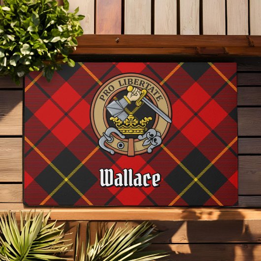 Clan Wallace Crest over Tartan Deurmat