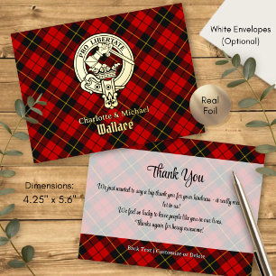 Clan Wallace Crest over tartan Folie Uitnodiging Briefkaart