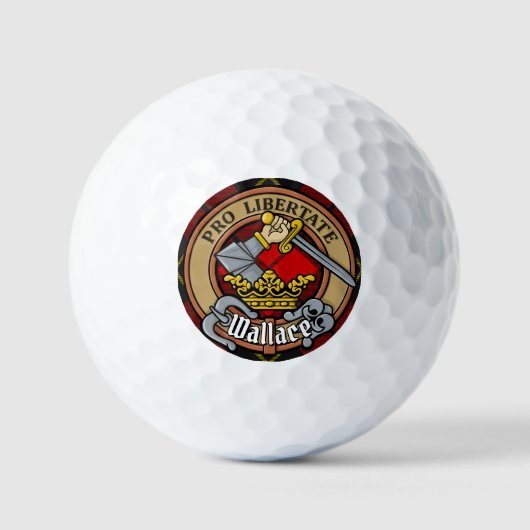 Clan Wallace Crest over Tartan Golfballen (Voorkant)