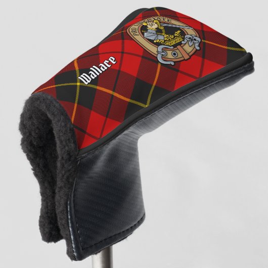 Clan Wallace Crest over Tartan Golfheadcover (3/4 voorkant)
