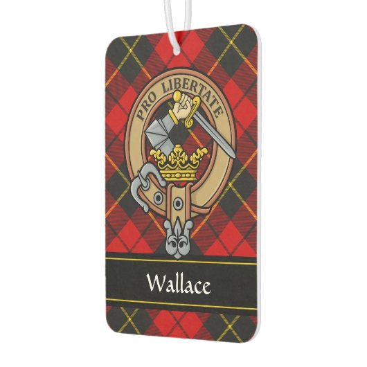 Clan Wallace Crest over Tartan Luchtverfrisser (Links)