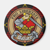 Clan Wallace Crest over Tartan Magneet (Voorkant)