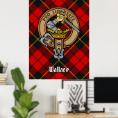 Clan Wallace Crest over Tartan Poster (Thuiskantoor)