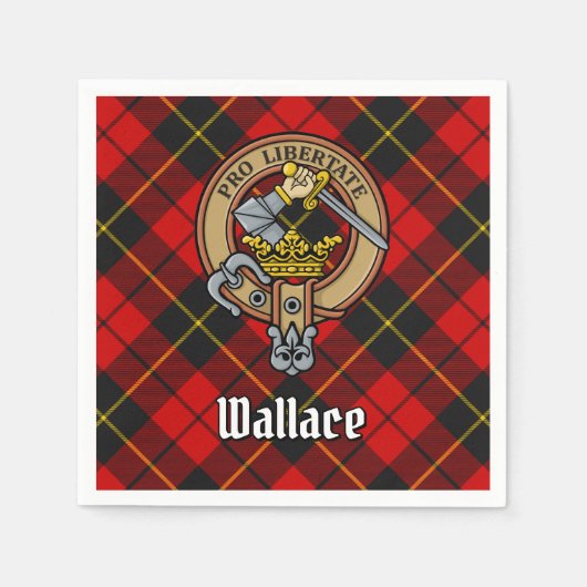 Clan Wallace Crest over Tartan Servet (Voorkant)